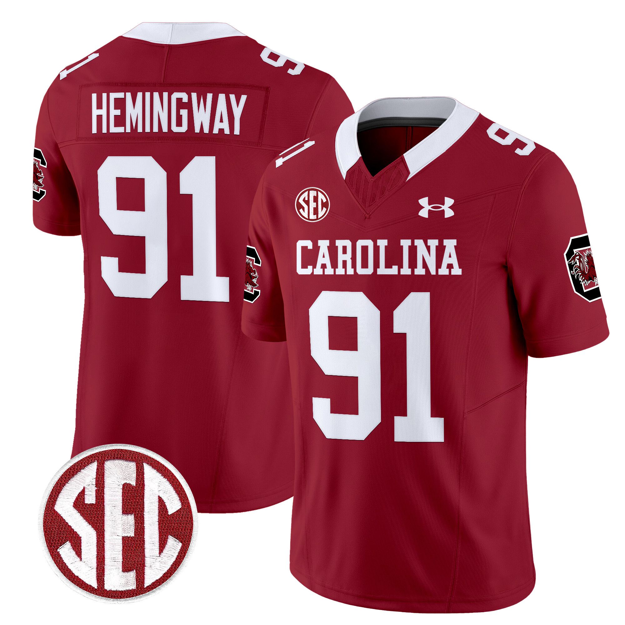 Men South Carolina Gamecocks #91 Hemingway Red 1980 Throwback Vapor Limited 2024 NCAA Jersey->customized nfl jersey->Custom Jersey